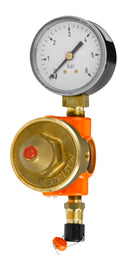 Afgangsflange Rp 1/2 med manometer og målestuds. Lækgasventil 2,4-2,6